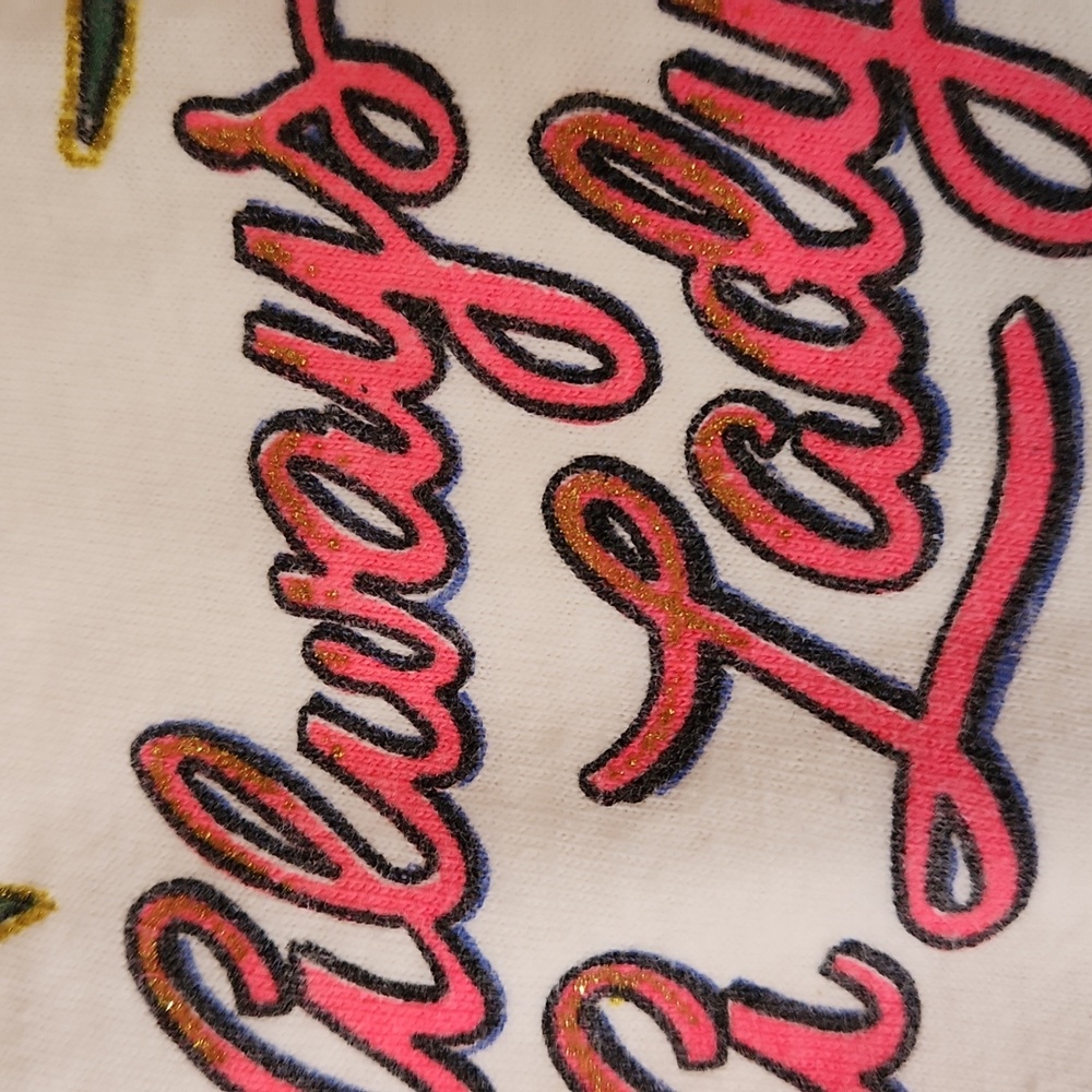 Hanes Y2k Vintage Cotton Floral Glitter Graphic Tshirt - Picture 3 of 7